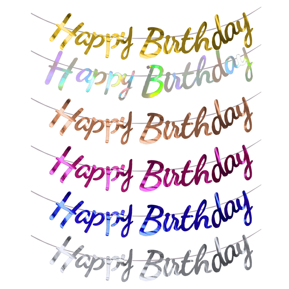 Party Banner Gold - Feliz aniversário banner ouro prata aniversário