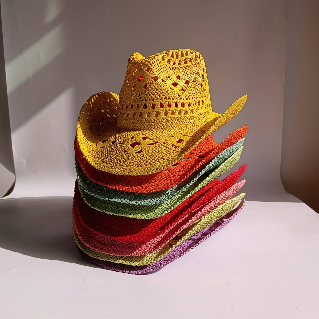 Paper Straw Color - Chapéu de palha de cowboy, novo