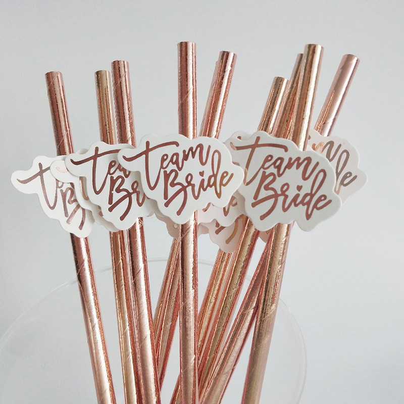 Paper Straw Color - Equipe Noiva Rose Gold Straw para