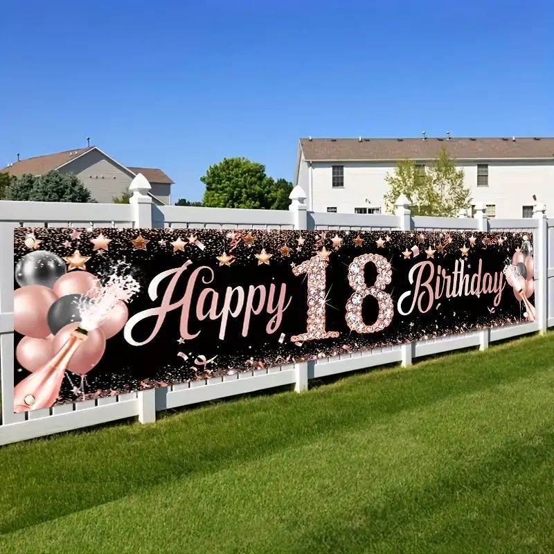 Party Banner Gold - Faixa de Aniversário de 18 Anos,