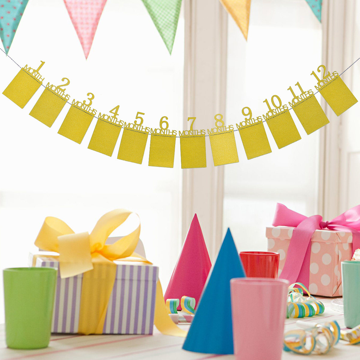 Party Banner Gold - Banner de Parede para Aniversário de