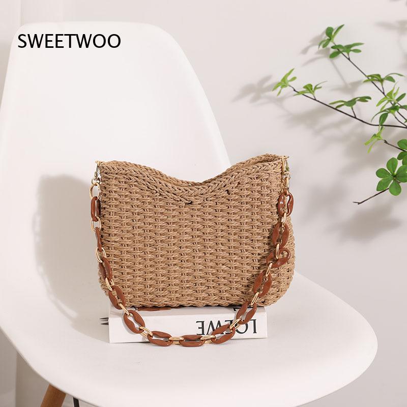 Bolsa de Ombro de Palha Trança - Paper Straw Color avaliação e preço