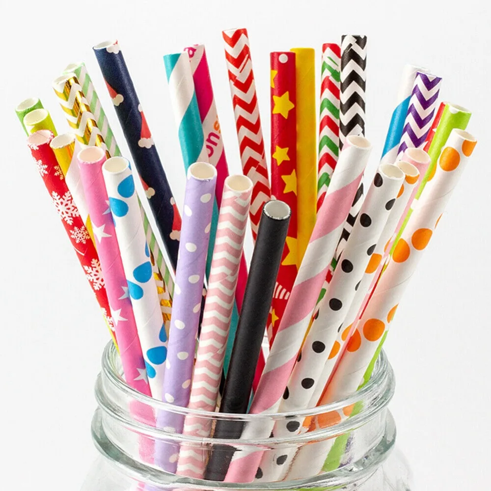 100 canudos de papel embalados - Paper Straw Color avaliação e preço