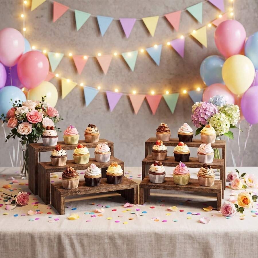 Suporte de madeira para exposi - Cupcake Stand Tier avaliação e preço
