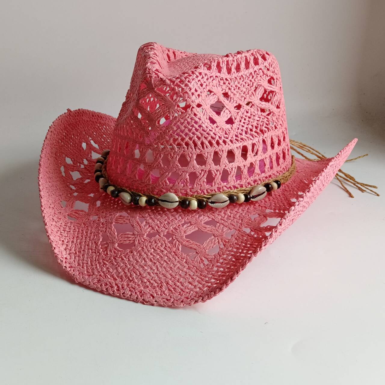 Chapéu de palha rosa estilo co - Paper Straw Color avaliação e preço